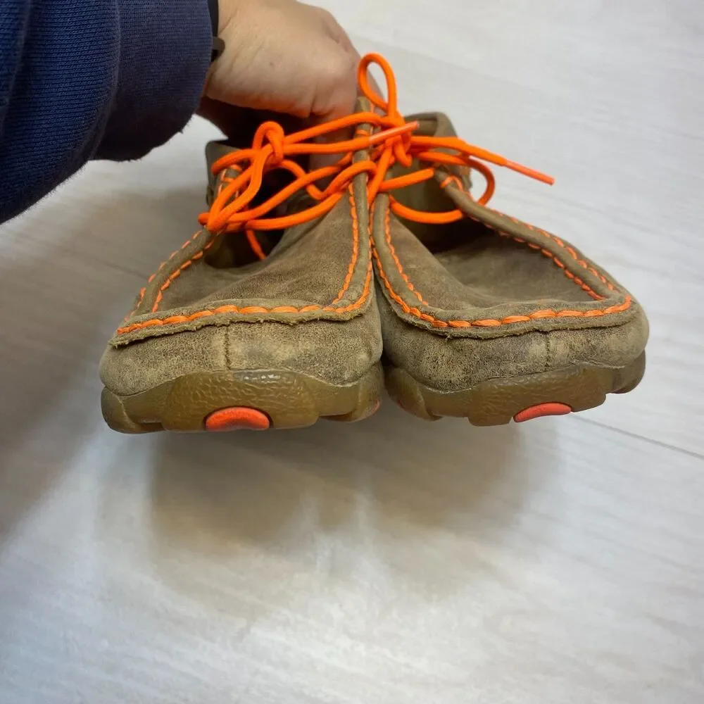 Twisted X Chukka Driving Mocs Kids 1M Orange Leather Moisture Wicking SD Footbed